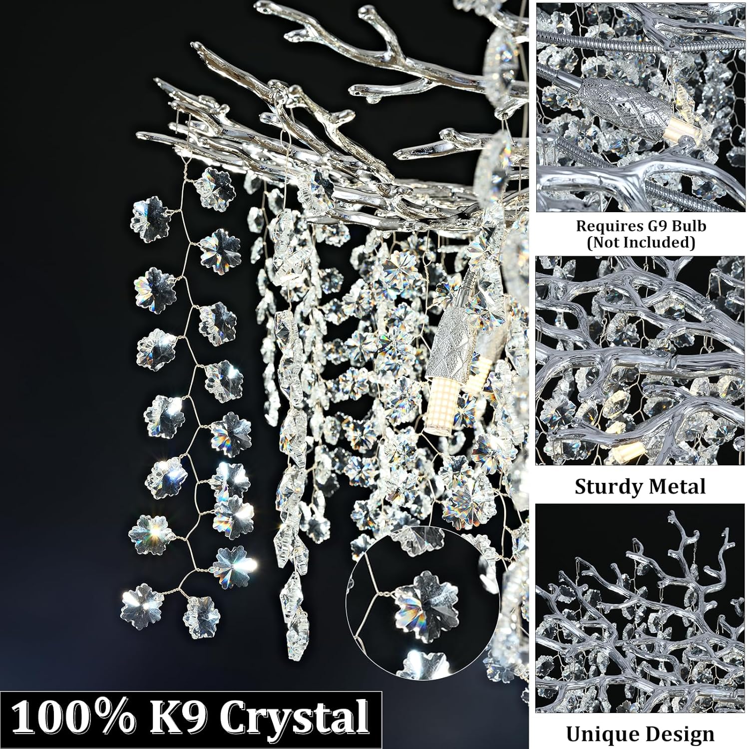 Snowflake Tree Branch Chandelier for All Rooms L30" 40" 55"