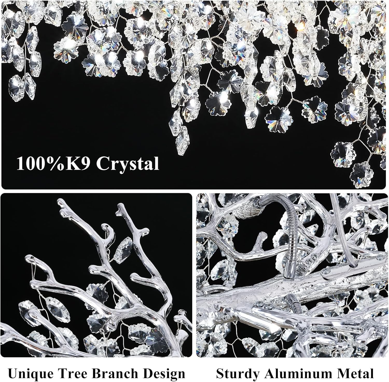 Snowflake Tree Branch Chandelier for All Rooms L30" 40" 55"