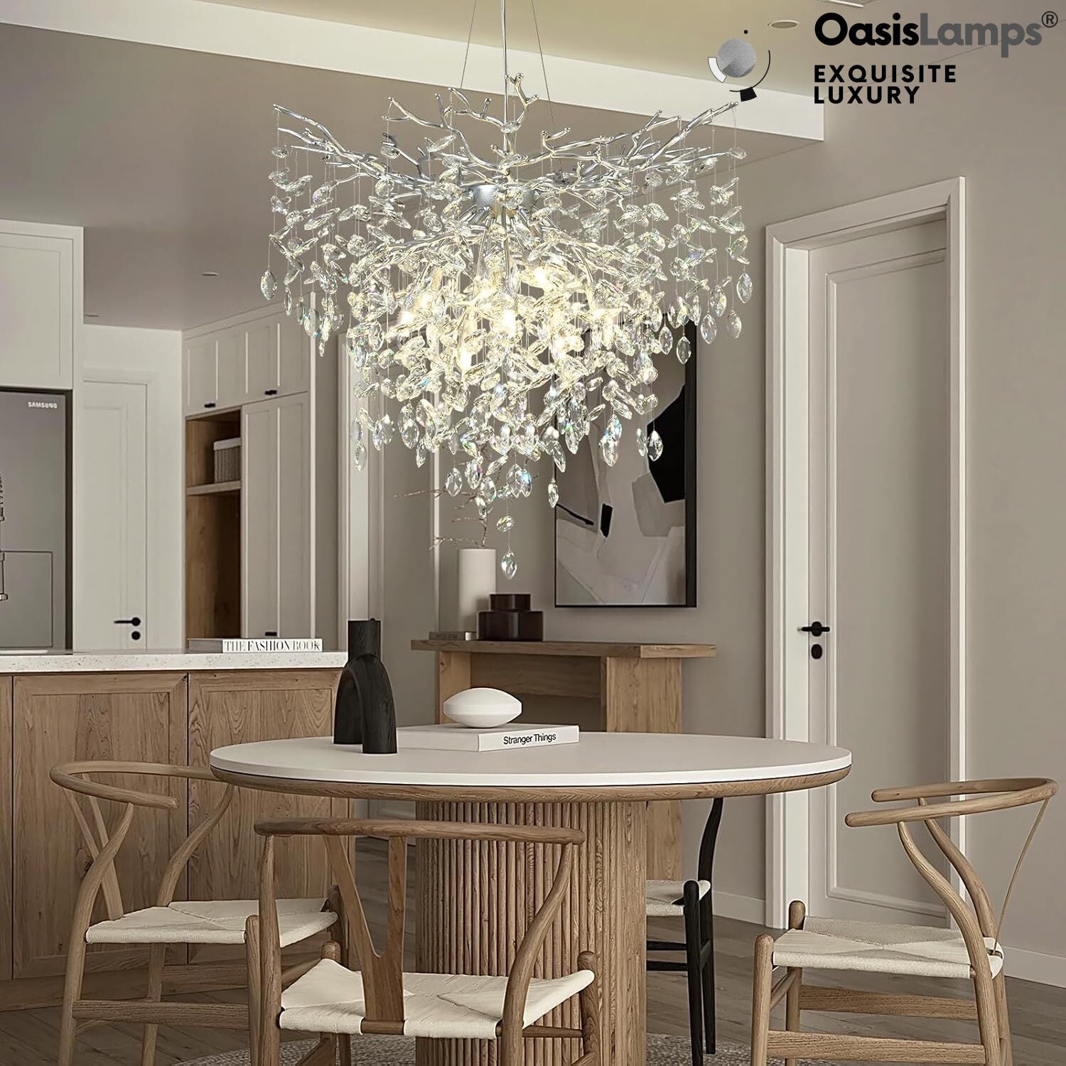 Frostleaf Grand Cascade Branches Chandelier 21'' 24" 32" 40"D#finish_silver,size_32"