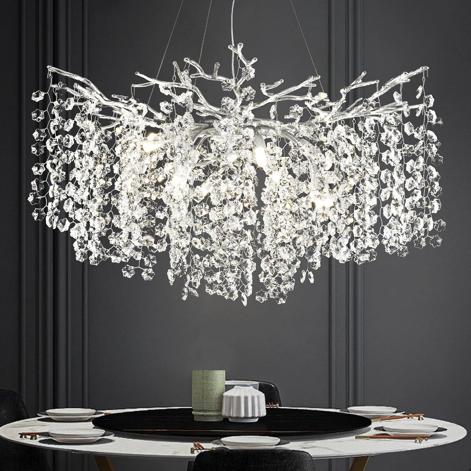 Snowflake Tree Branch Chandelier for All Rooms L30" 40" 55"