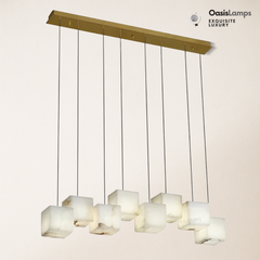 Dave Simple Alabaster Box chandelier#color_White,size_8 heads Size: L 37.8″(96cm) × W 4.7″(12cm) × W 78.7″(200cm)
