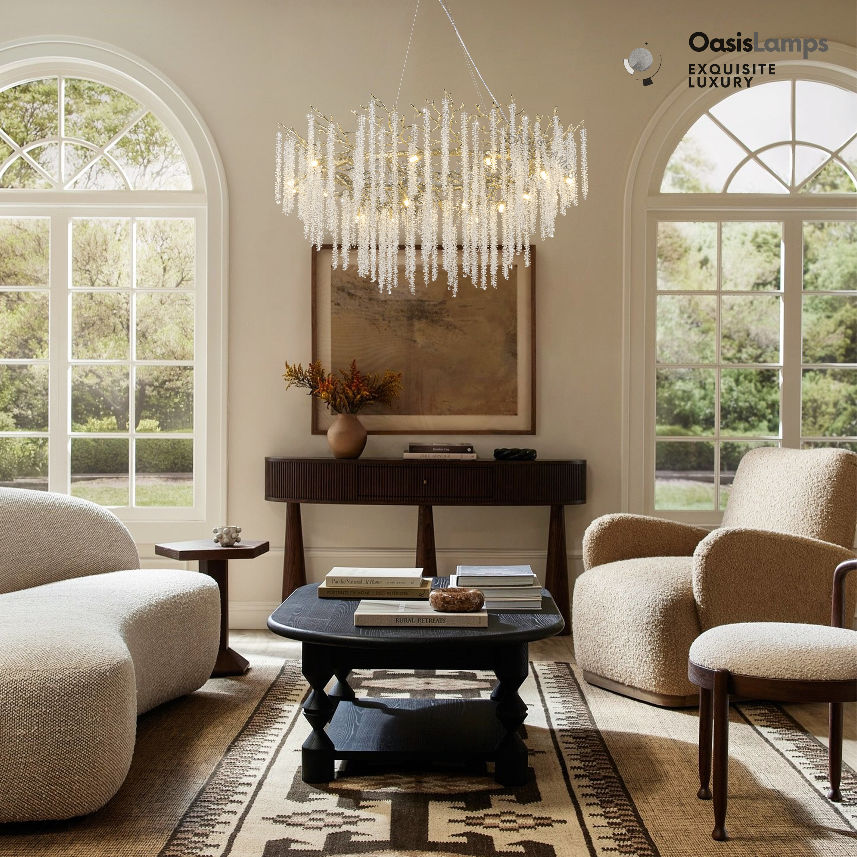 Snow Tree Branch Chandelier 47''D#Color_brass