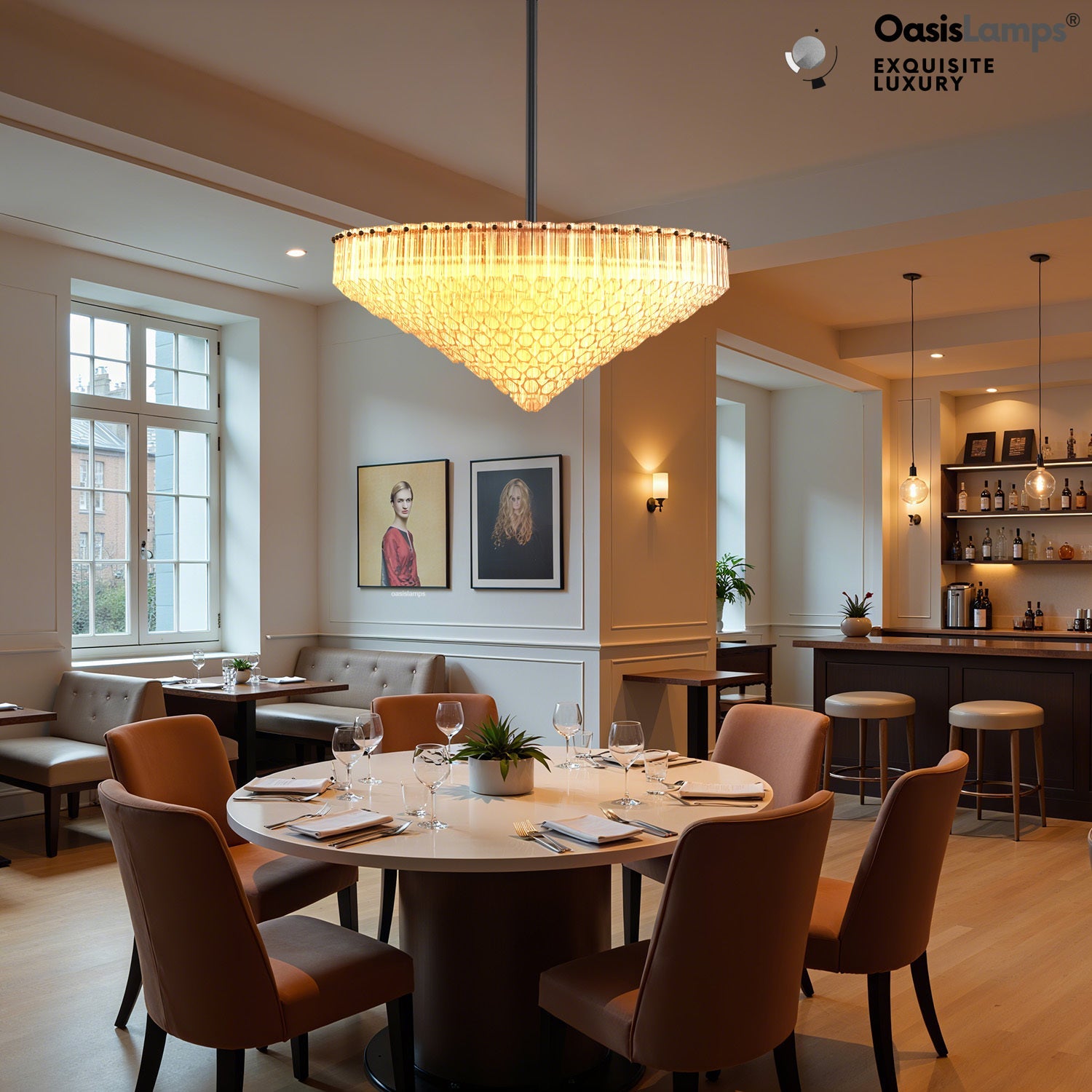 Ethereal Radiance Clear Amber Round Crystal Chandelier 14" 30"D#glass color_clear,size_30in