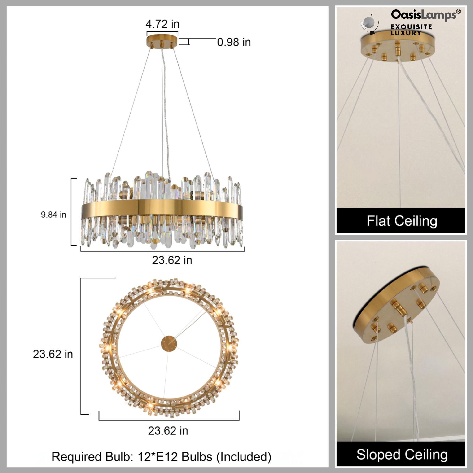 Stellara Crystal Strip Round Halo Chandelier 24" 32" 40"D#color_brass,size_24''D