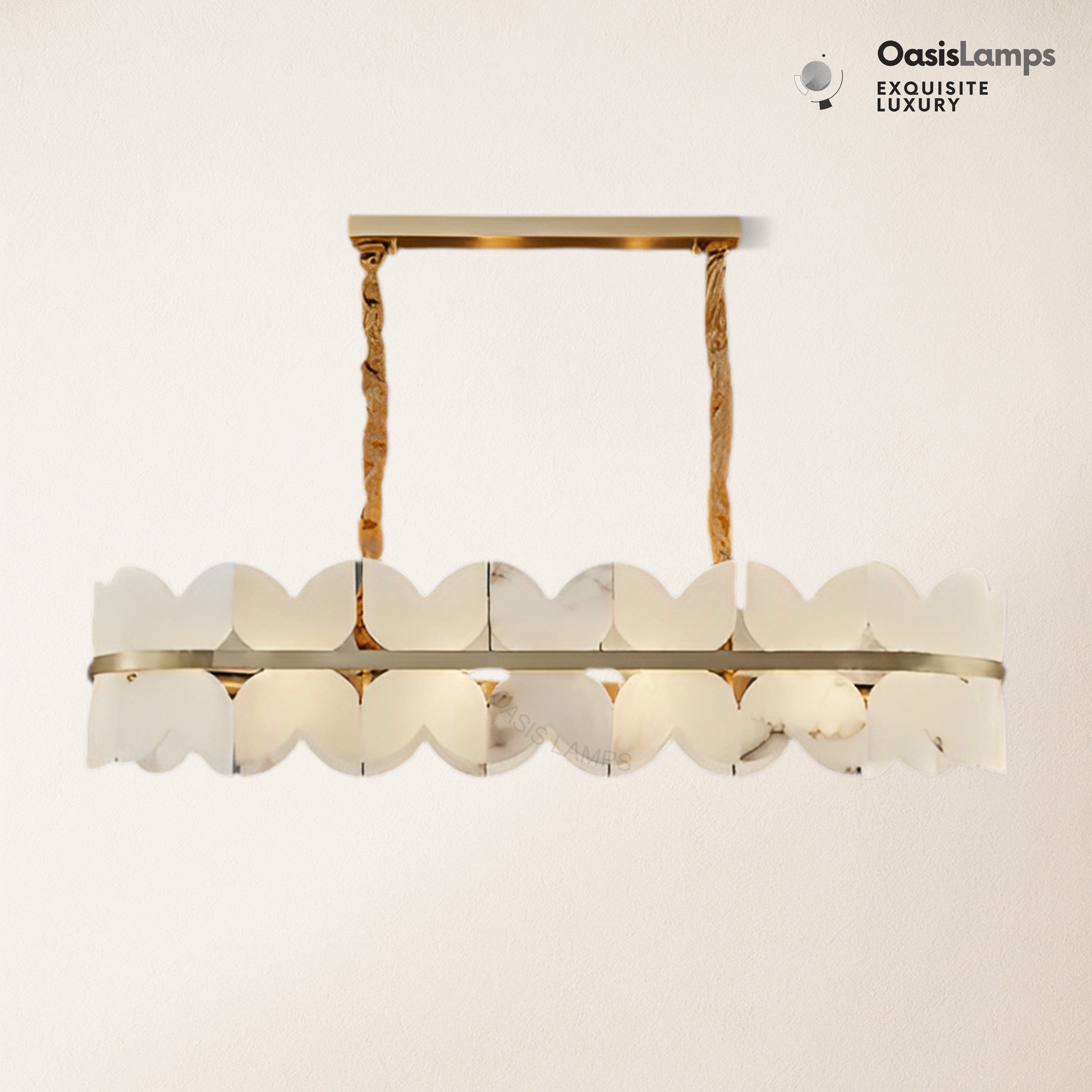 Alabaster Cloudcover Brass Chandelier#Colour_Brass,size_1 Layer Long L 39.4″(100cm) x W 13.8″(35cm) x H 8.7″(22cm)