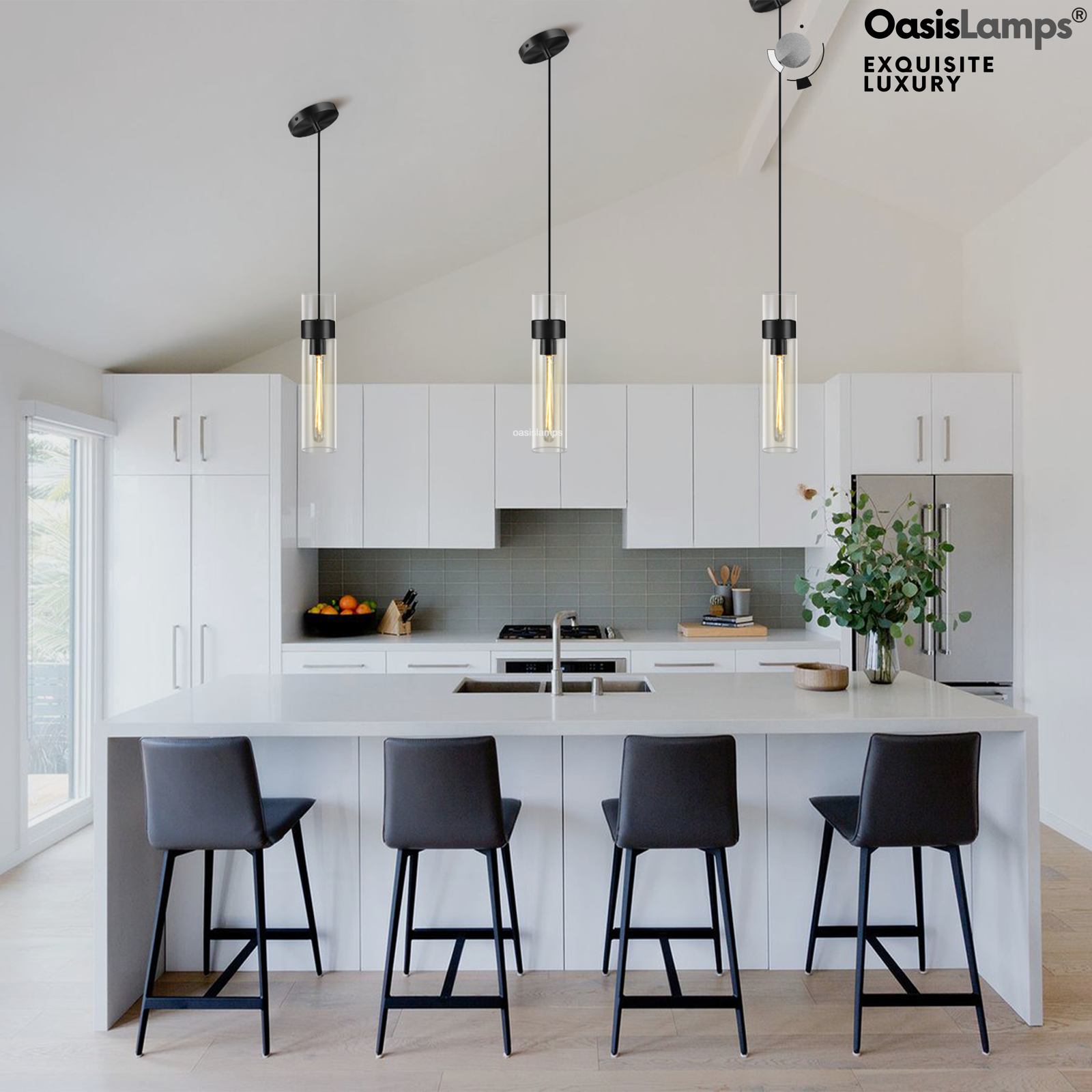 Cylora Glass Tube Pendant#Color_Black