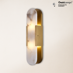 OpalEdge Oval Alabaster Wall Sconces 13.8" 19.7"H#Color_Brass,size_19.7" H-1 Pack