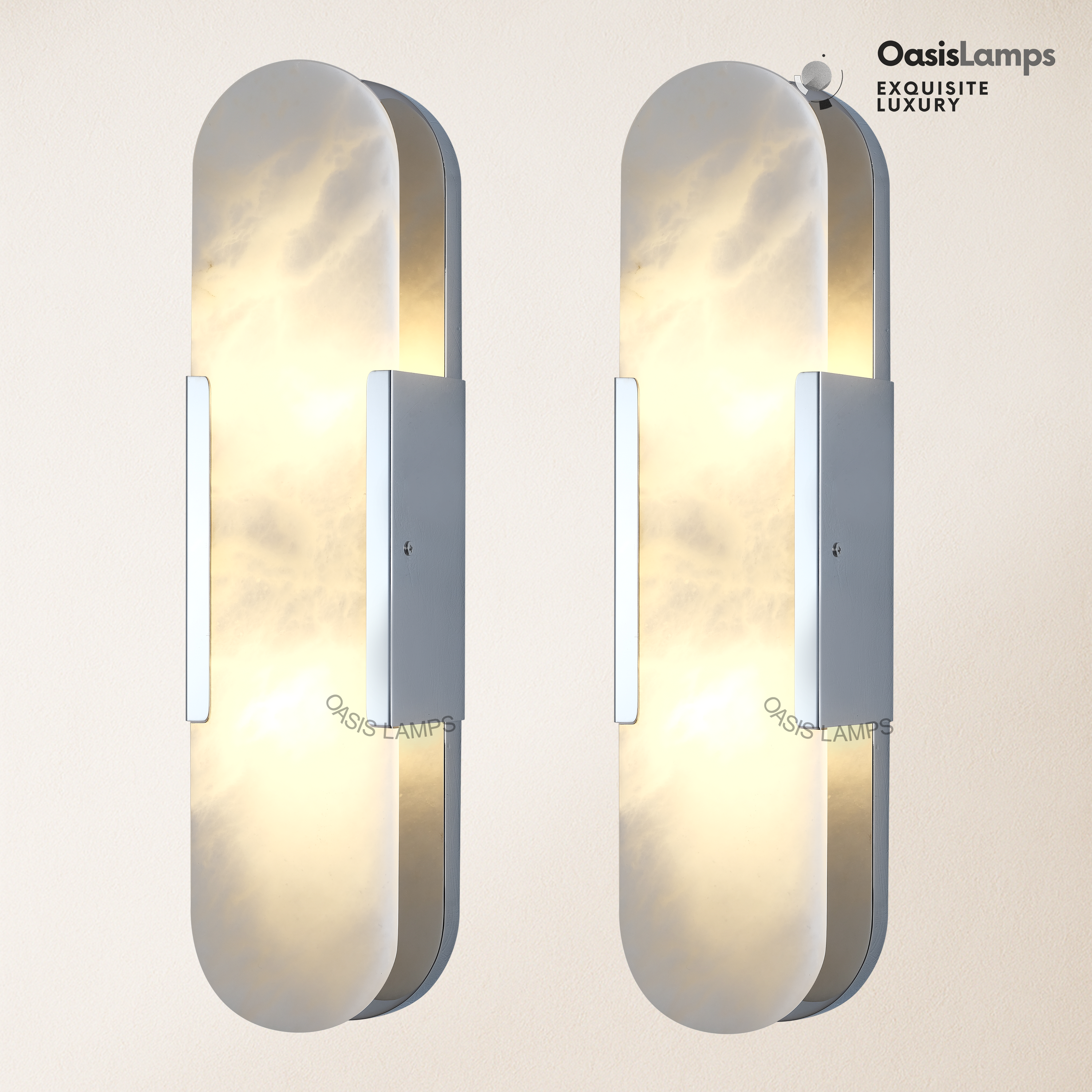 OpalEdge Oval Alabaster Wall Sconces 13.8" 19.7"H#Color_silver,size_19.7" H-2 Pack