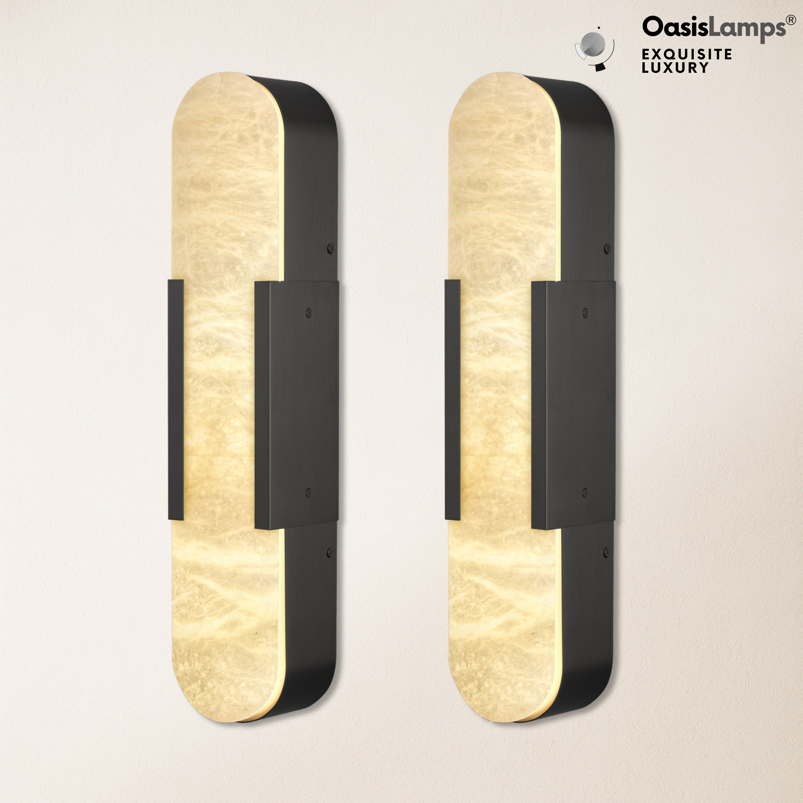 OpalEdge Alabaster Wall Sconces 13.8" 20"H#Color_black,size_20" H-2 Pack