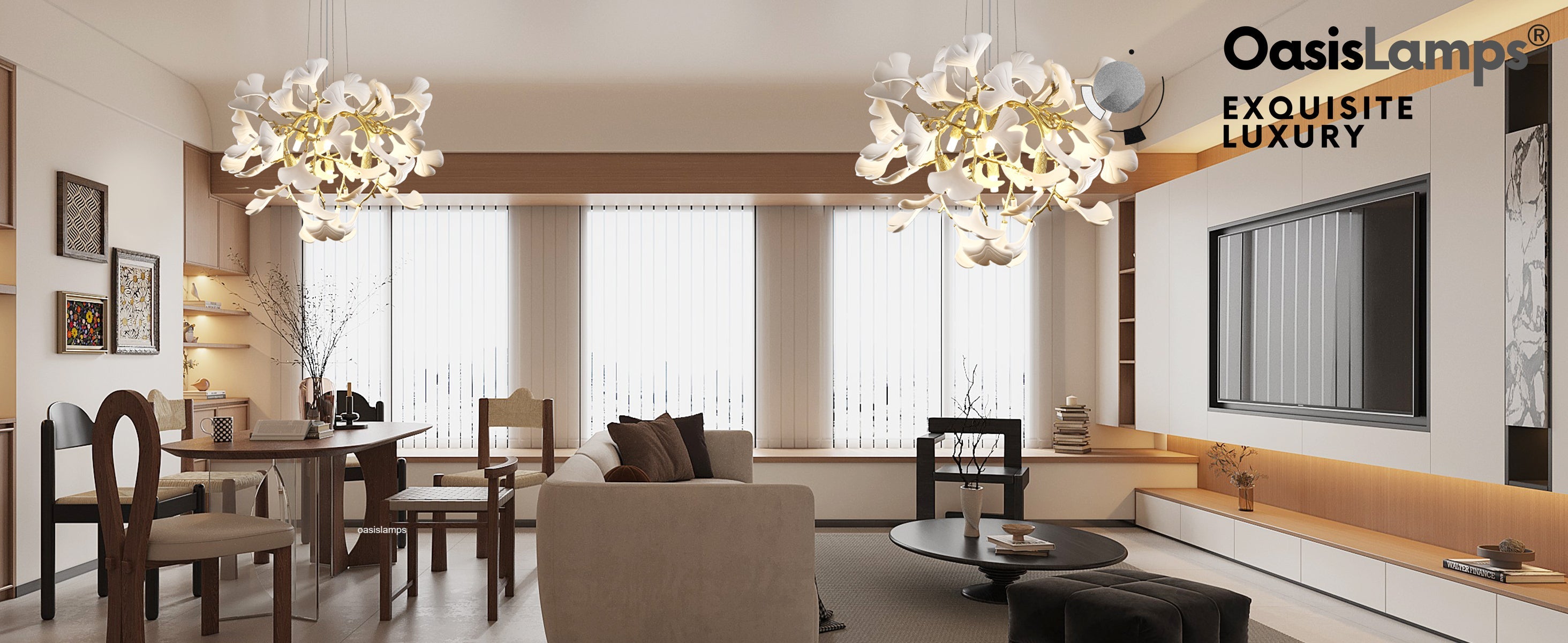 Twilight Branches Ceramic Glow Round Chandelier 23.6"D