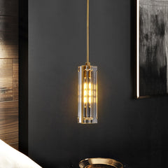 Golden Rectangular Crystal Pendant Lighting