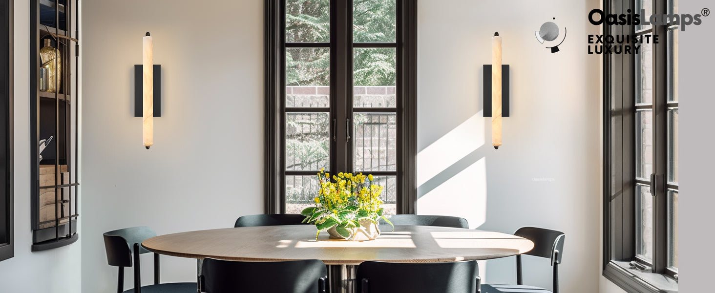 Clara Glow Alabaster Wall Sconce 19"#color_black,style_single