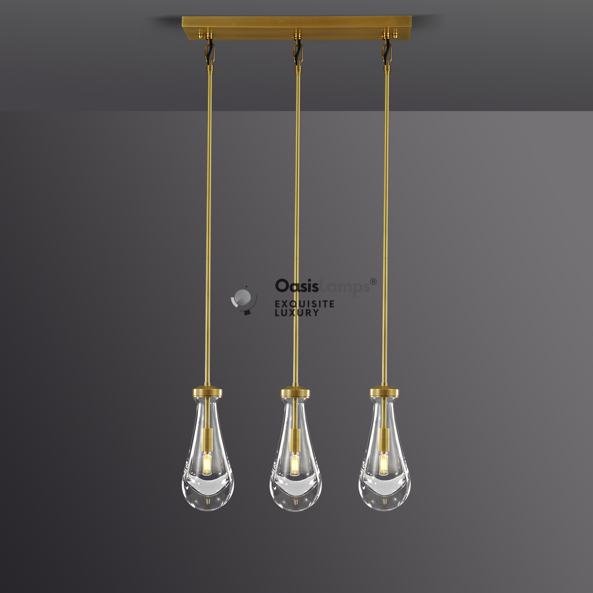 Raindrop Linear Chandelier 3 LIGHTS L 22"