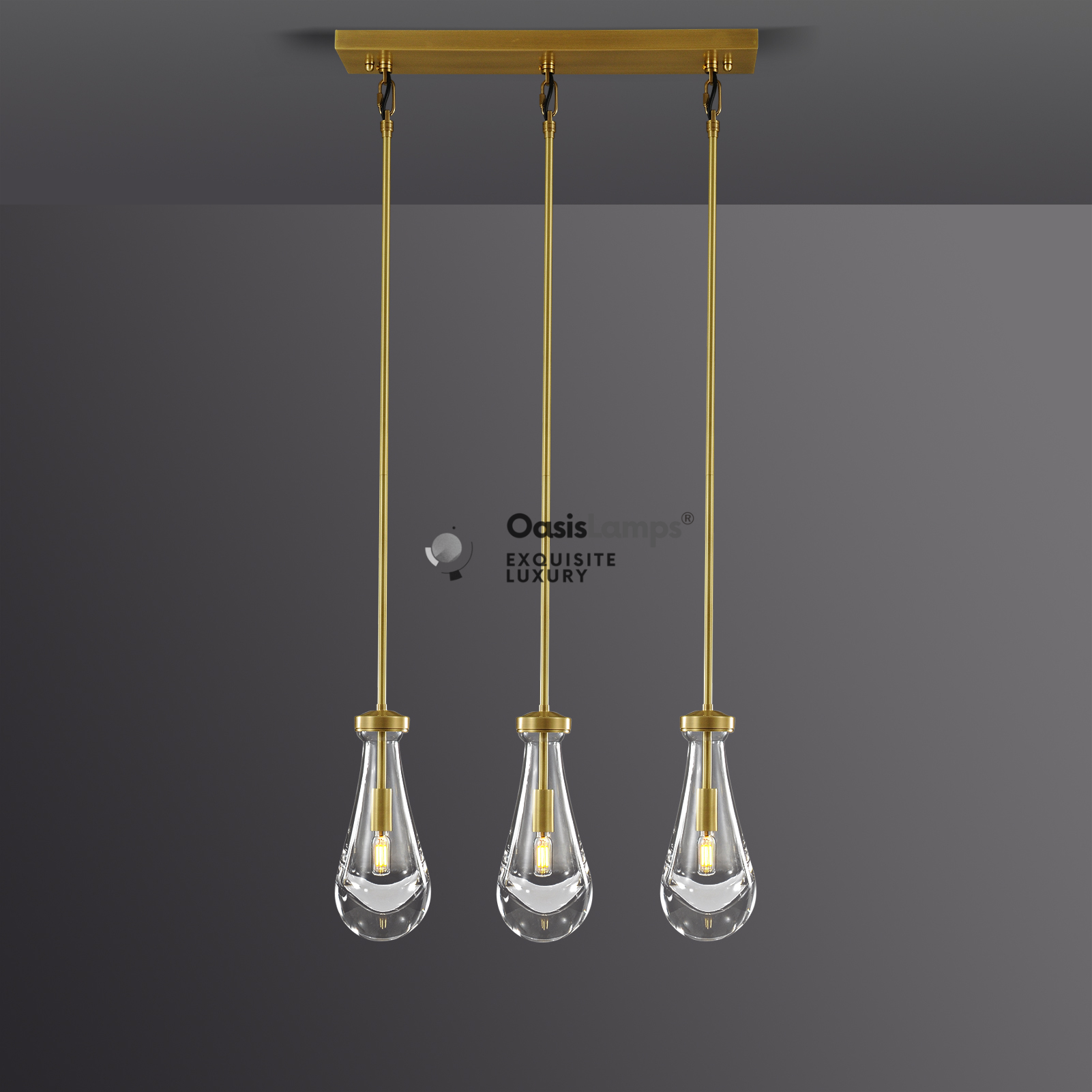 Raindrop Linear Chandelier 3 LIGHTS L 22"