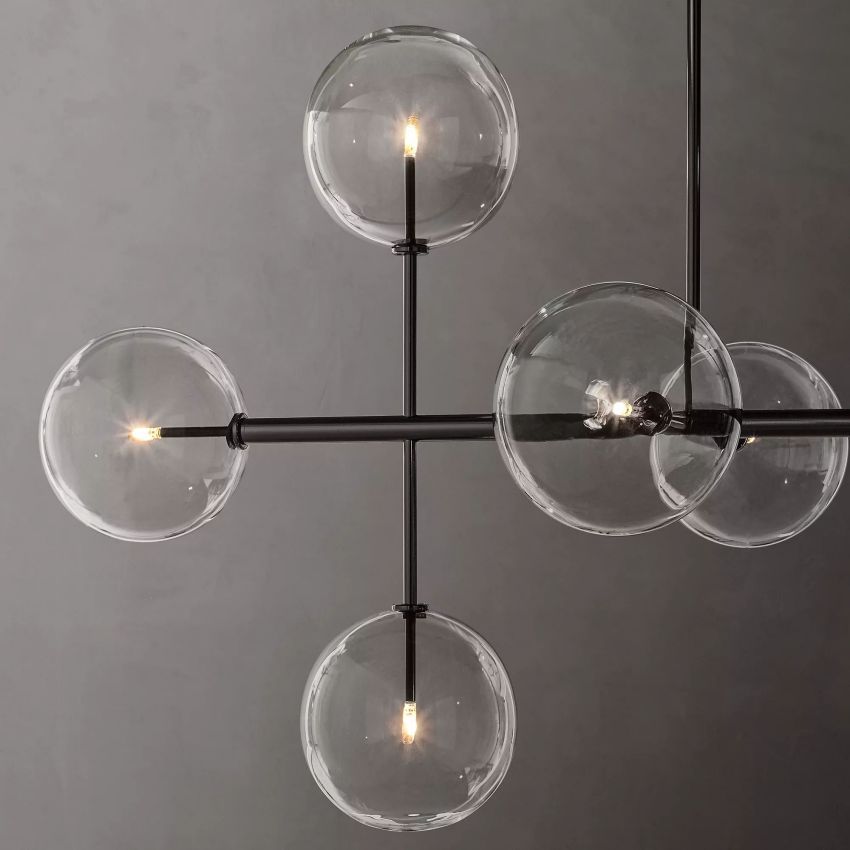 Globe Glass Modern Linear Chandelier 72"W