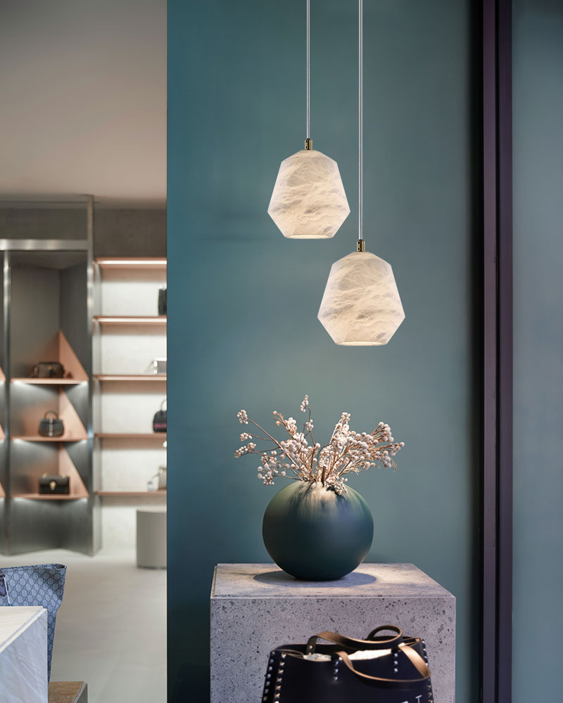 Bloom Alabaster CascadeBell Pendant1-light White Alabaster Ceiling Pendant Lamp for dining room, living room, bedroom