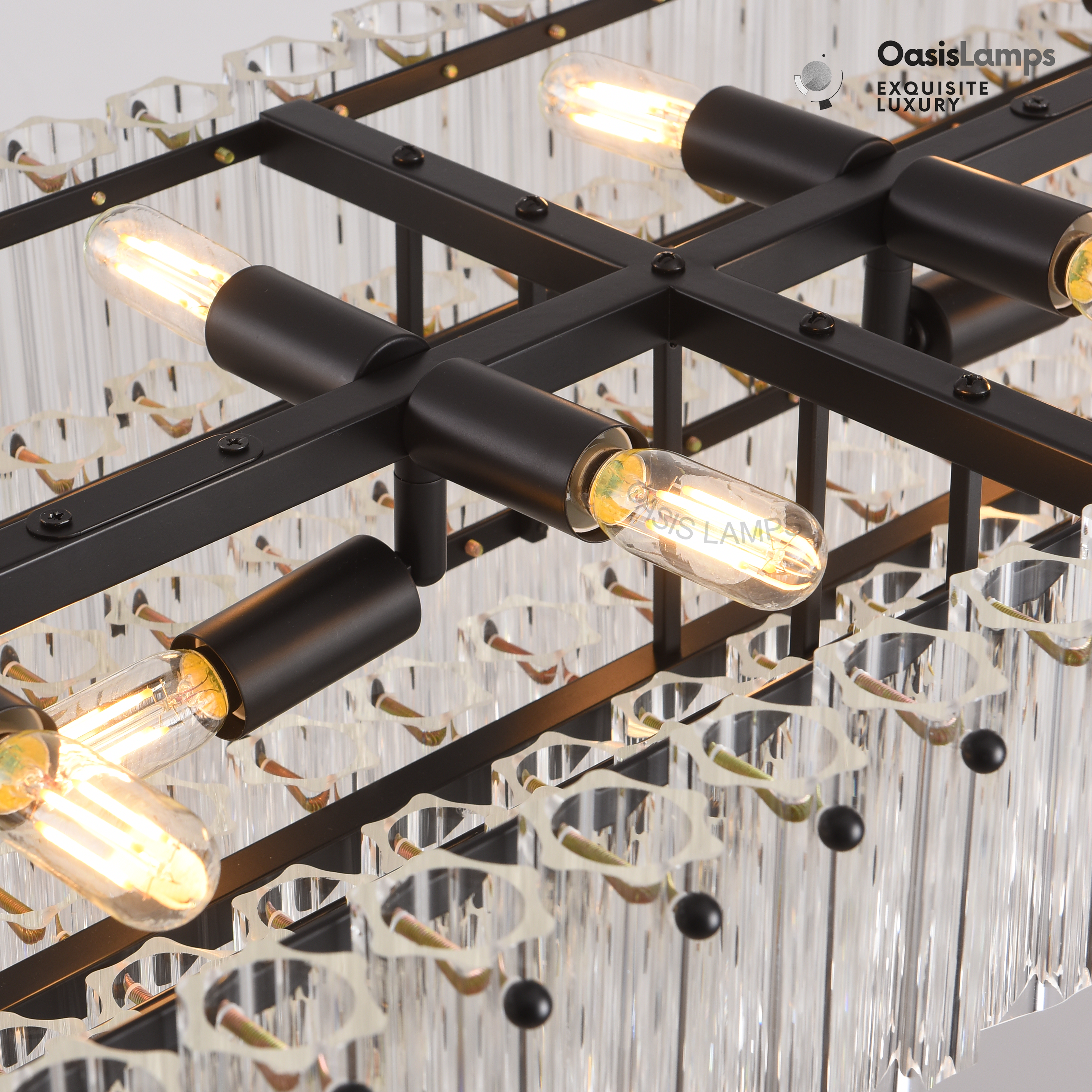 Ethereal Radiance Clear/Amber Rectangular Crystal Chandelier 43"L#glass color_clear,size_43in