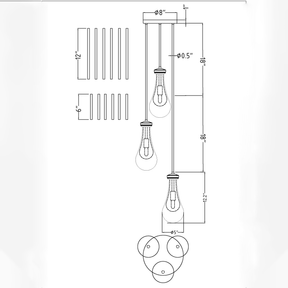 Raindrop Round Chandelier 3 LIGHTS D 8"