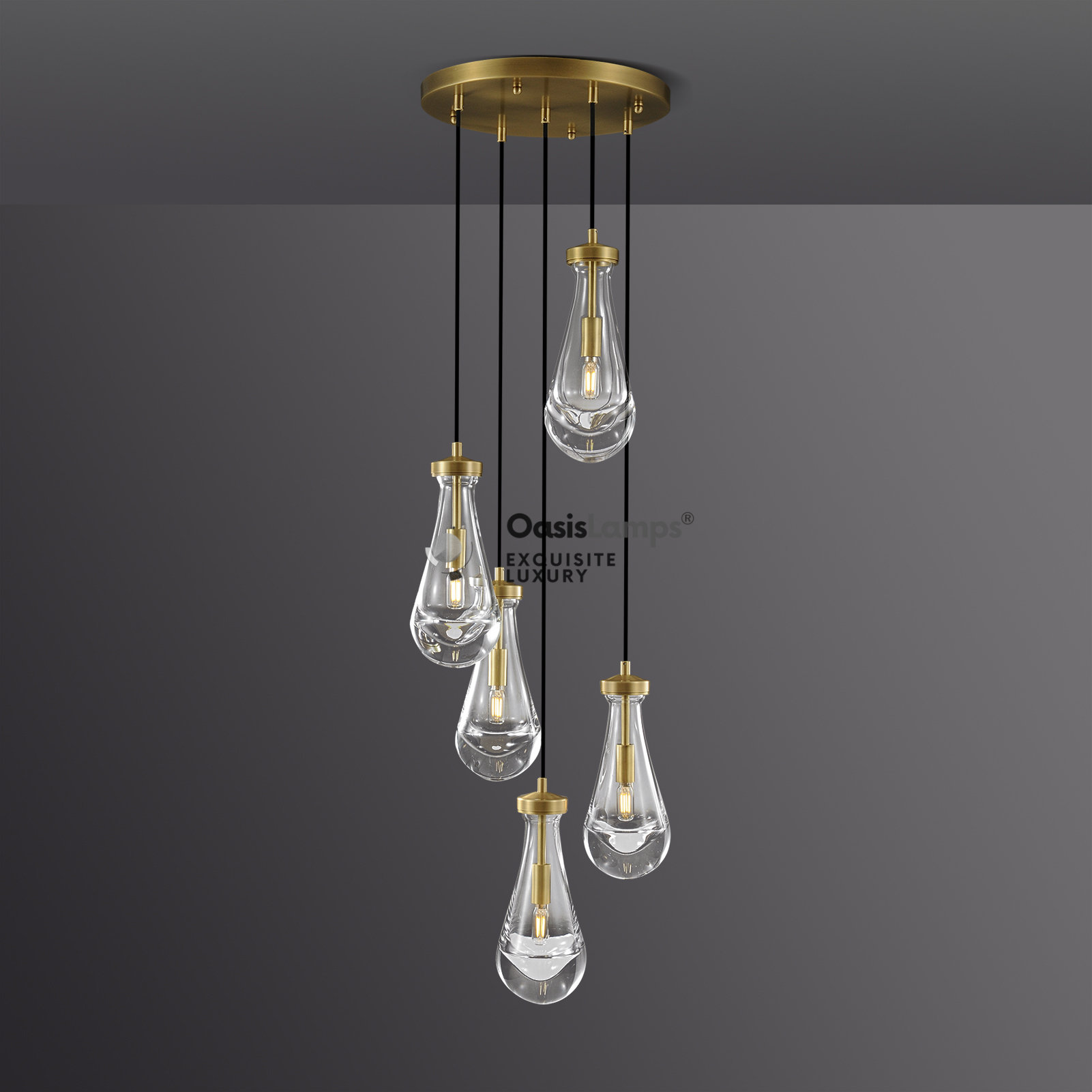 Raindrop Round Chandelier 5 LIGHTS D 14"