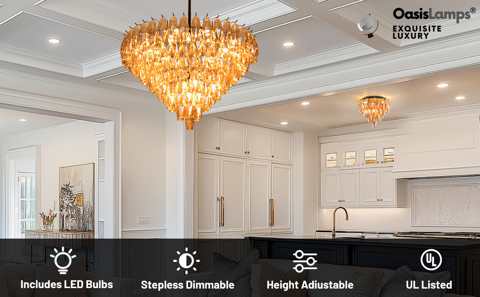 Celestial Drop Crystal Glass Chandelier 36"