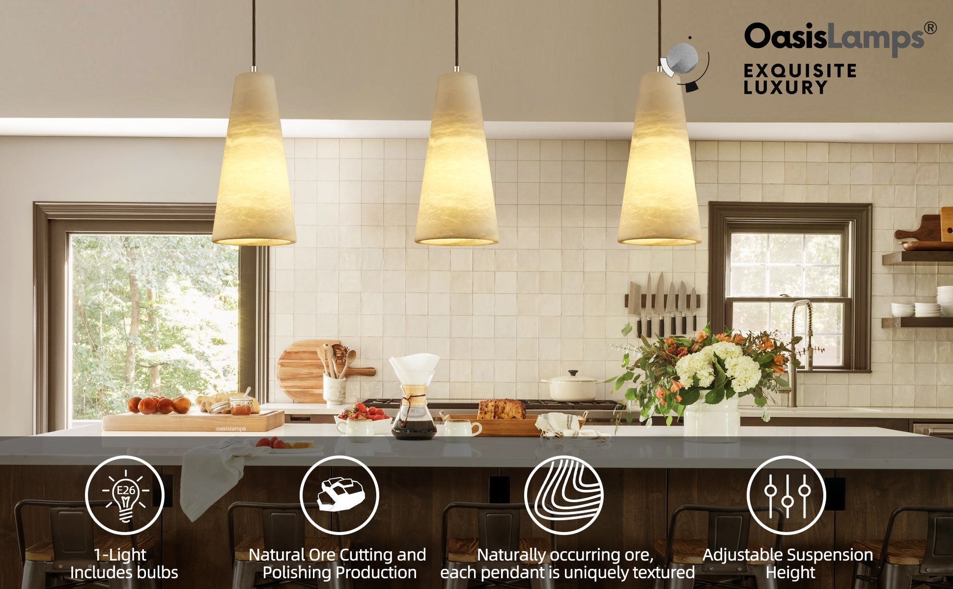 Capus Conical Alabaster Pendant#color_nickel