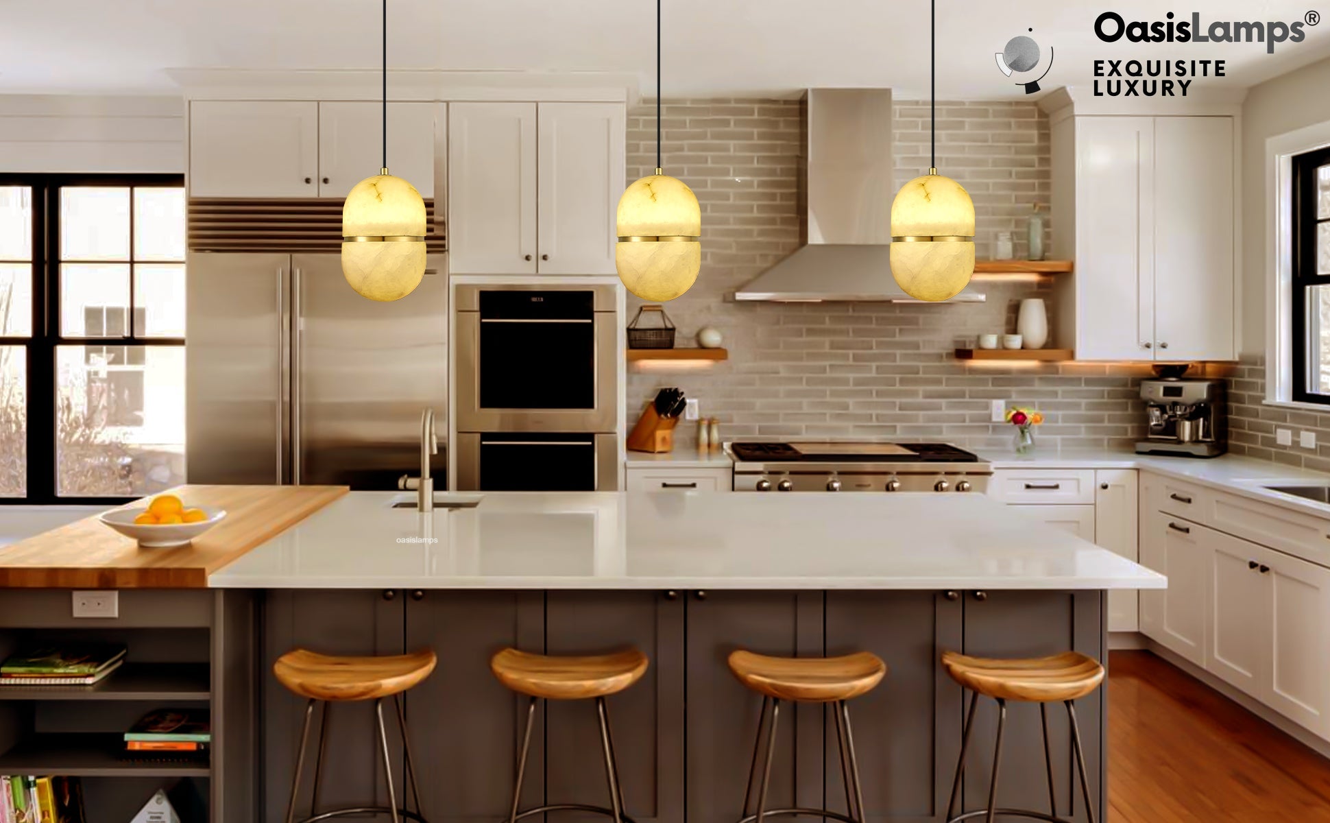 Hecate Alabaster Modern Pendant 5.5''D