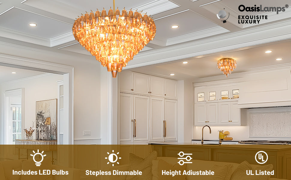 Celestial Drop Crystal Glass Chandelier 36"