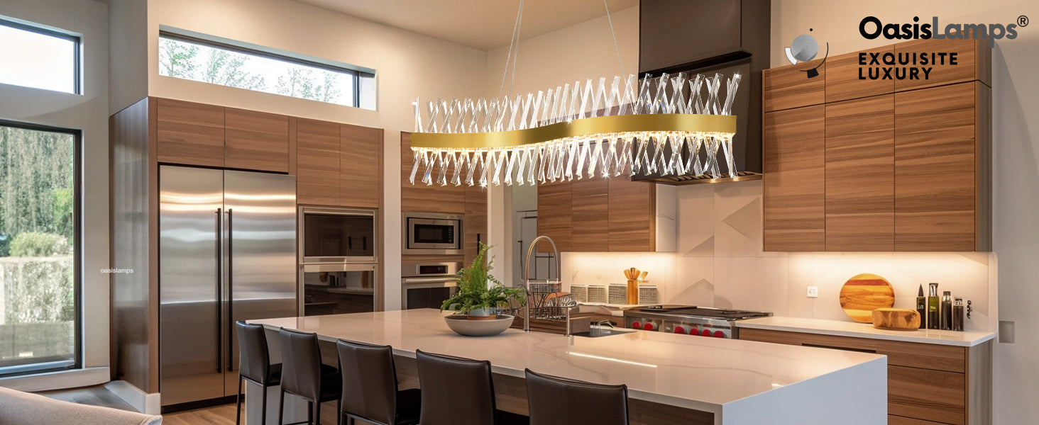 Vetro Prism Crystal Rectangular Chandelier 40" 47"L#Color_Brass,size_47"L