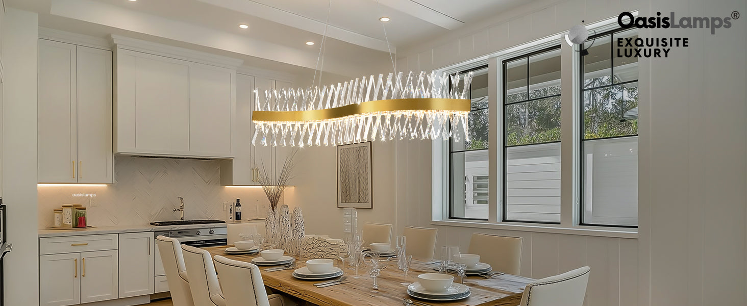 Vetro Prism Crystal Rectangular Chandelier 40" 47"L#Color_Brass,size_47"L