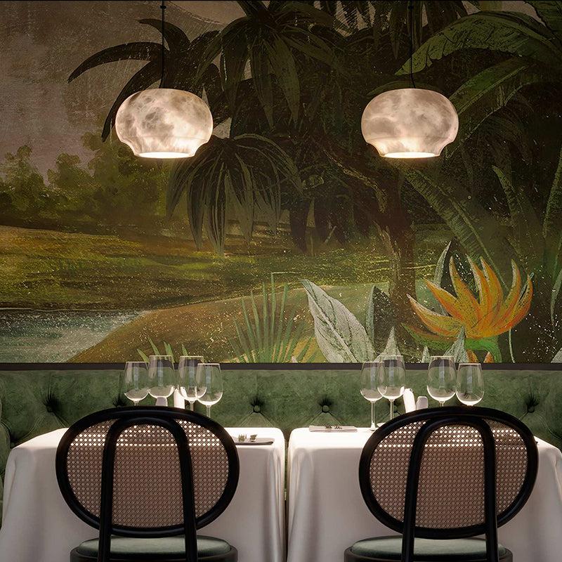 Dadaly Alabaster Bowl-Shaped Pendant for Dining Room