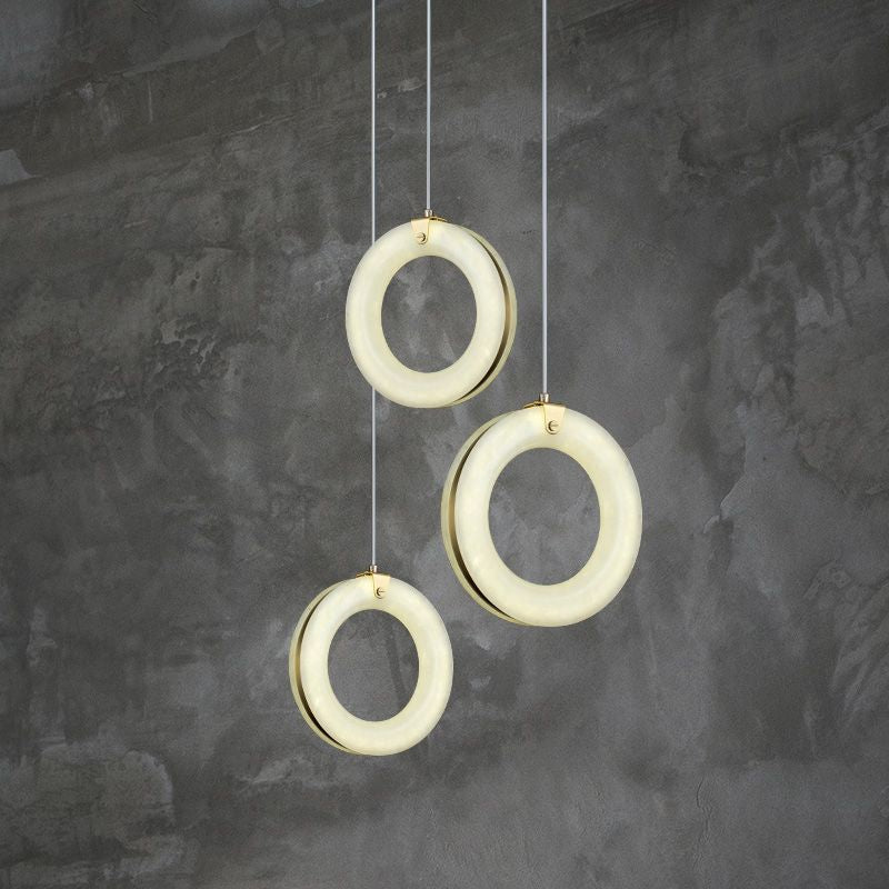 Ethereal Alabaster Lorry Toroid Staircase Chandelier