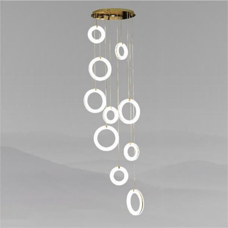 Ethereal Alabaster Lorry Toroid Staircase Chandelier