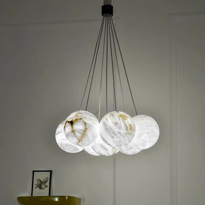 Opulent Alabaster Global Ceiling Chandelier