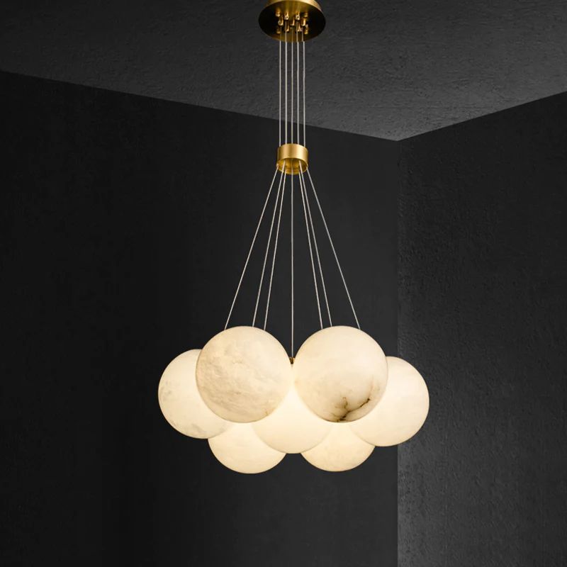 Opulent Alabaster Global Ceiling Chandelier