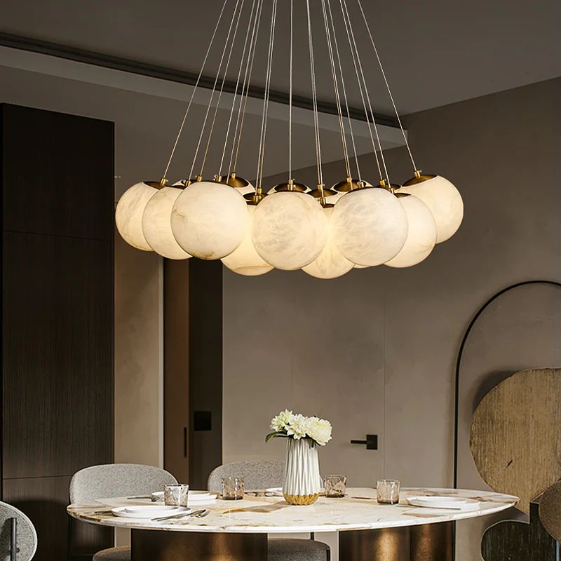 Opulent Alabaster Global Ceiling Chandelier