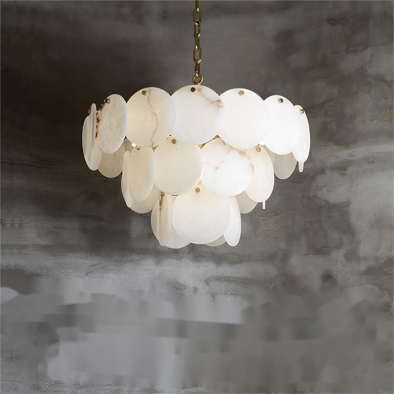 Glow Alabaster Magnolia Multi-Tiered Round Chandelier