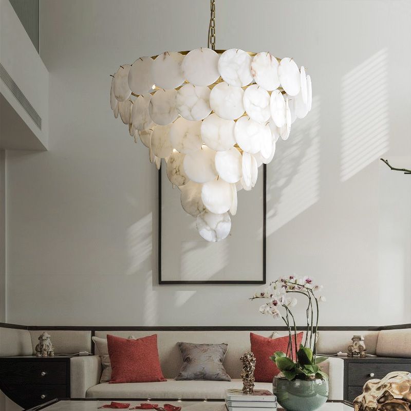 Glow Alabaster Magnolia Multi-Tiered Round Chandelier