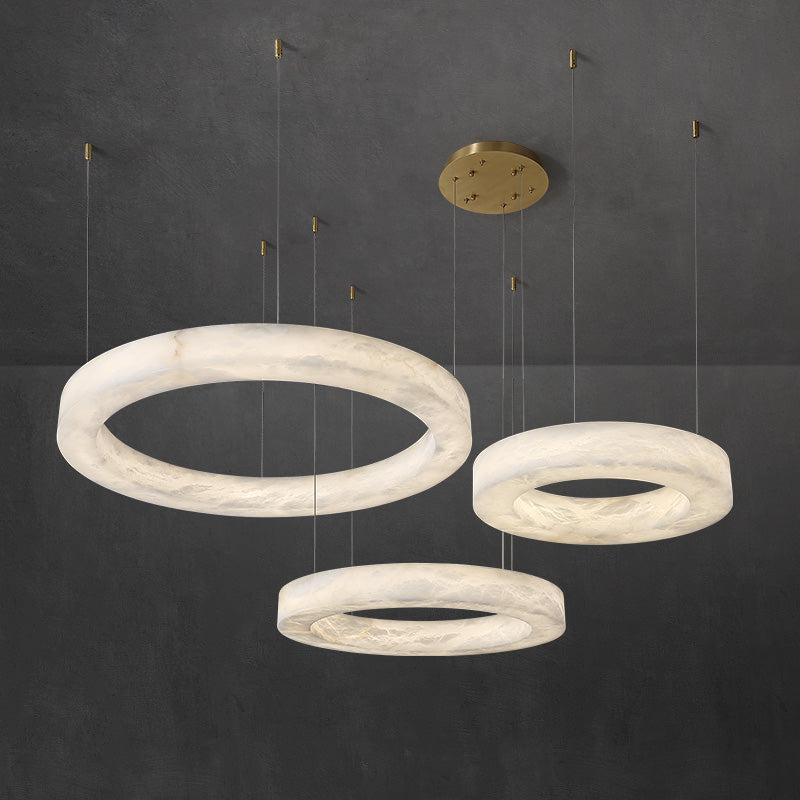 Theseus Alabaster Round Chandelier 19'' 27'' 36'' 60''D
