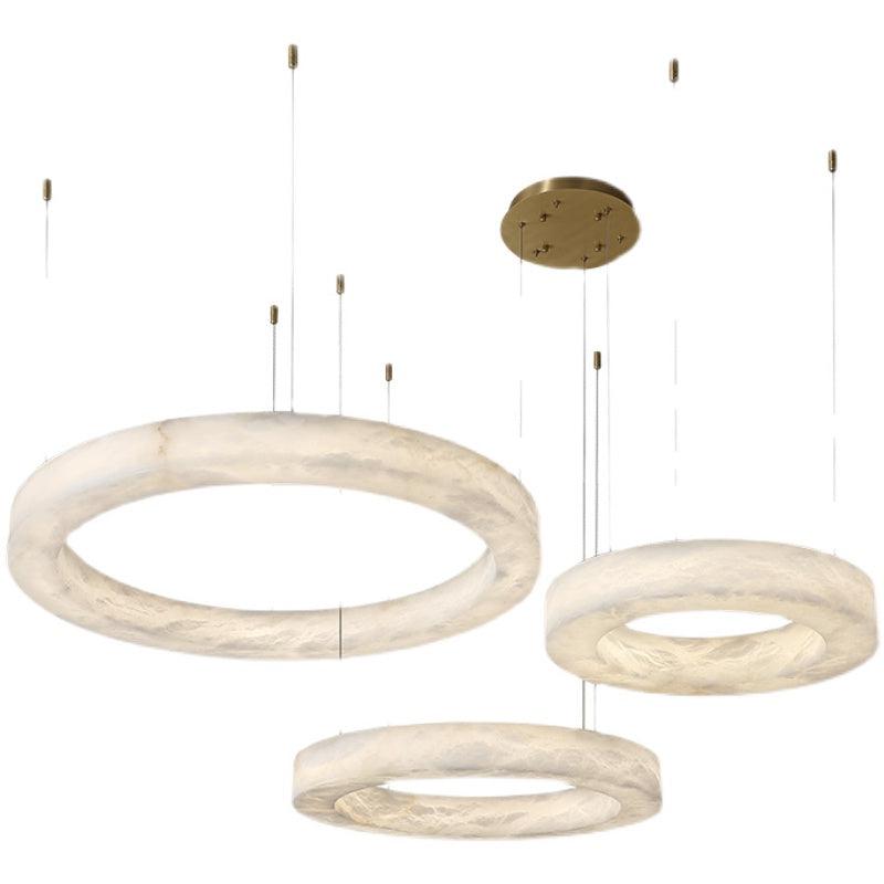 Theseus Alabaster Round Chandelier 19'' 27'' 36'' 60''D
