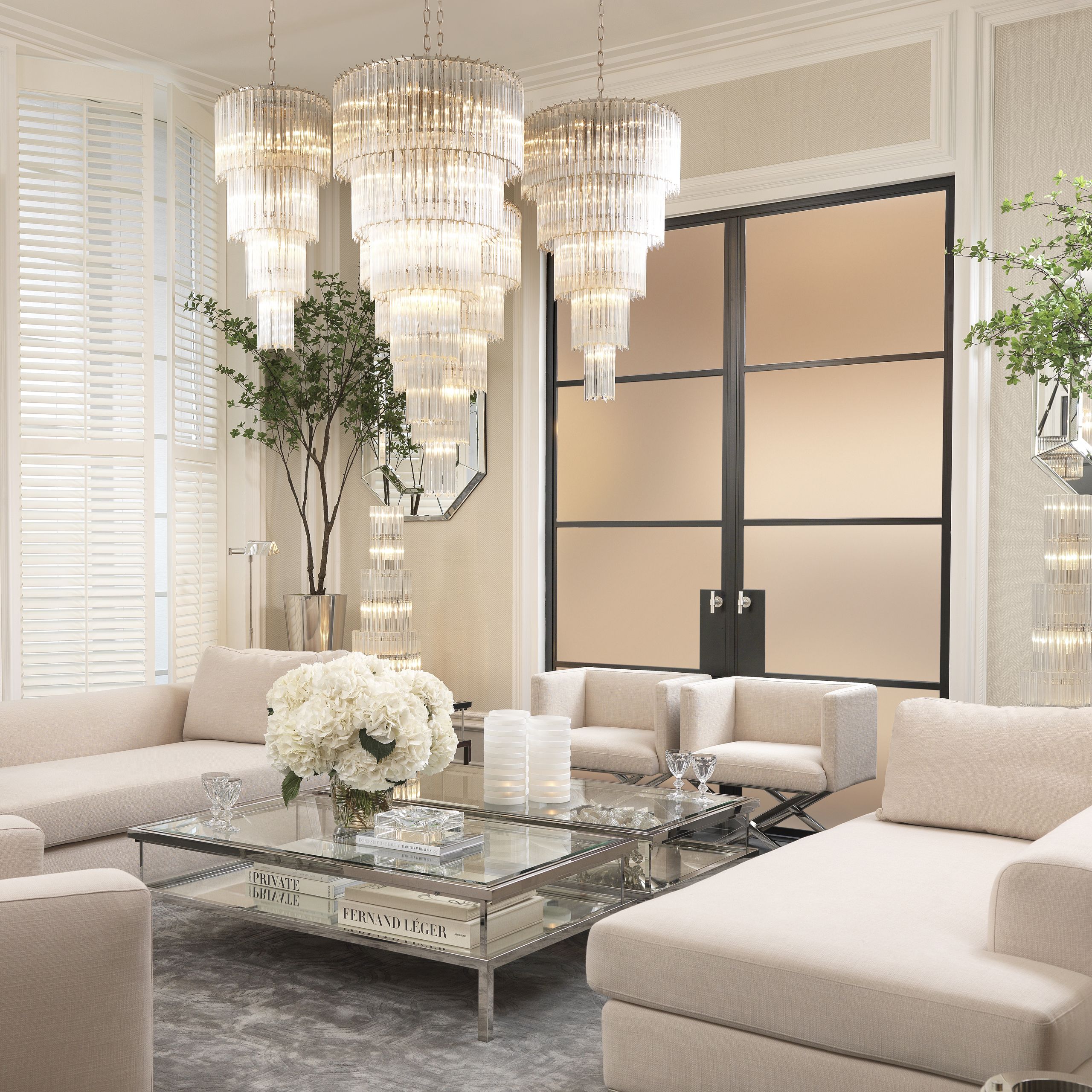 Alpina Modern Glass Chandelier - [Nickel]