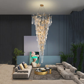 Marais Crystal Droplet Branch Staircase Chandelier