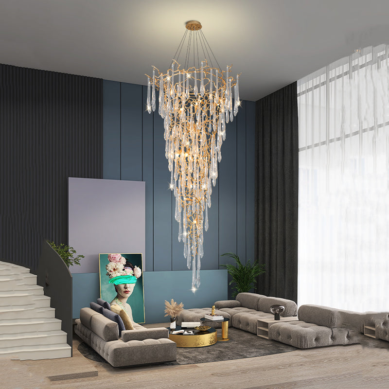 Marais Crystal Droplet Branch Staircase Chandelier