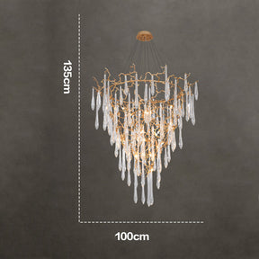 Marais Crystal Droplet Branch Staircase Chandelier