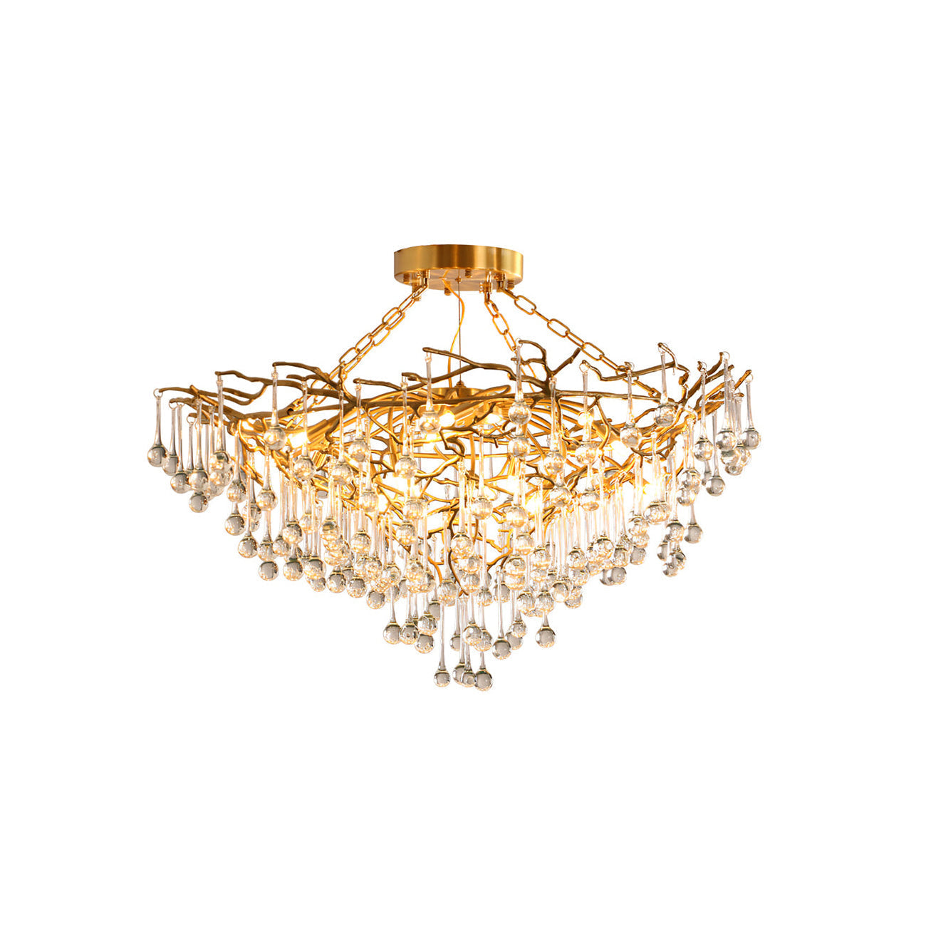 Simsia Anita Teardrop Branch brass chandelier