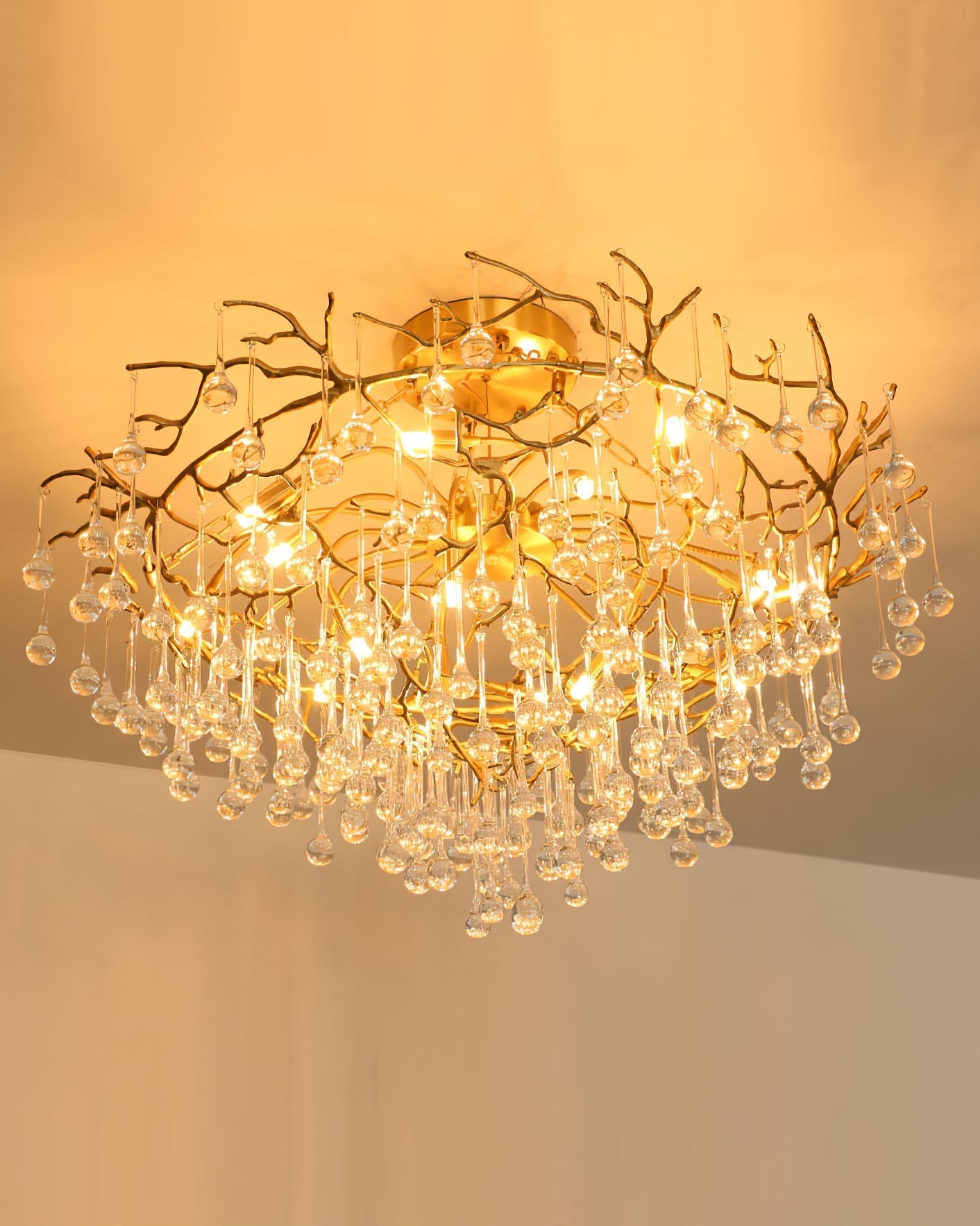 Simsia Anita Teardrop Branch brass chandelier