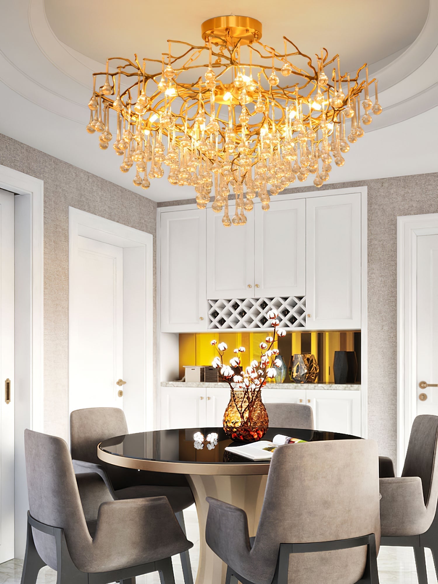 Simsia Anita Teardrop Branch brass chandelier