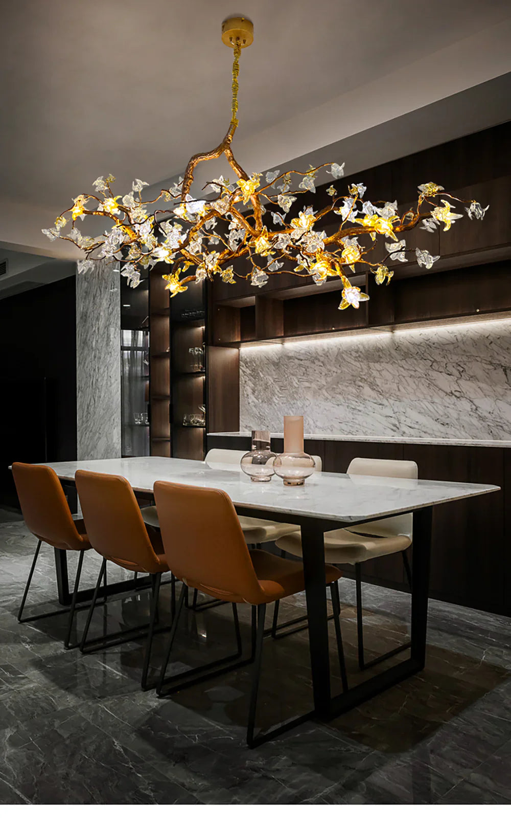 Flora Aosta Branch Glass Flower Chandelier