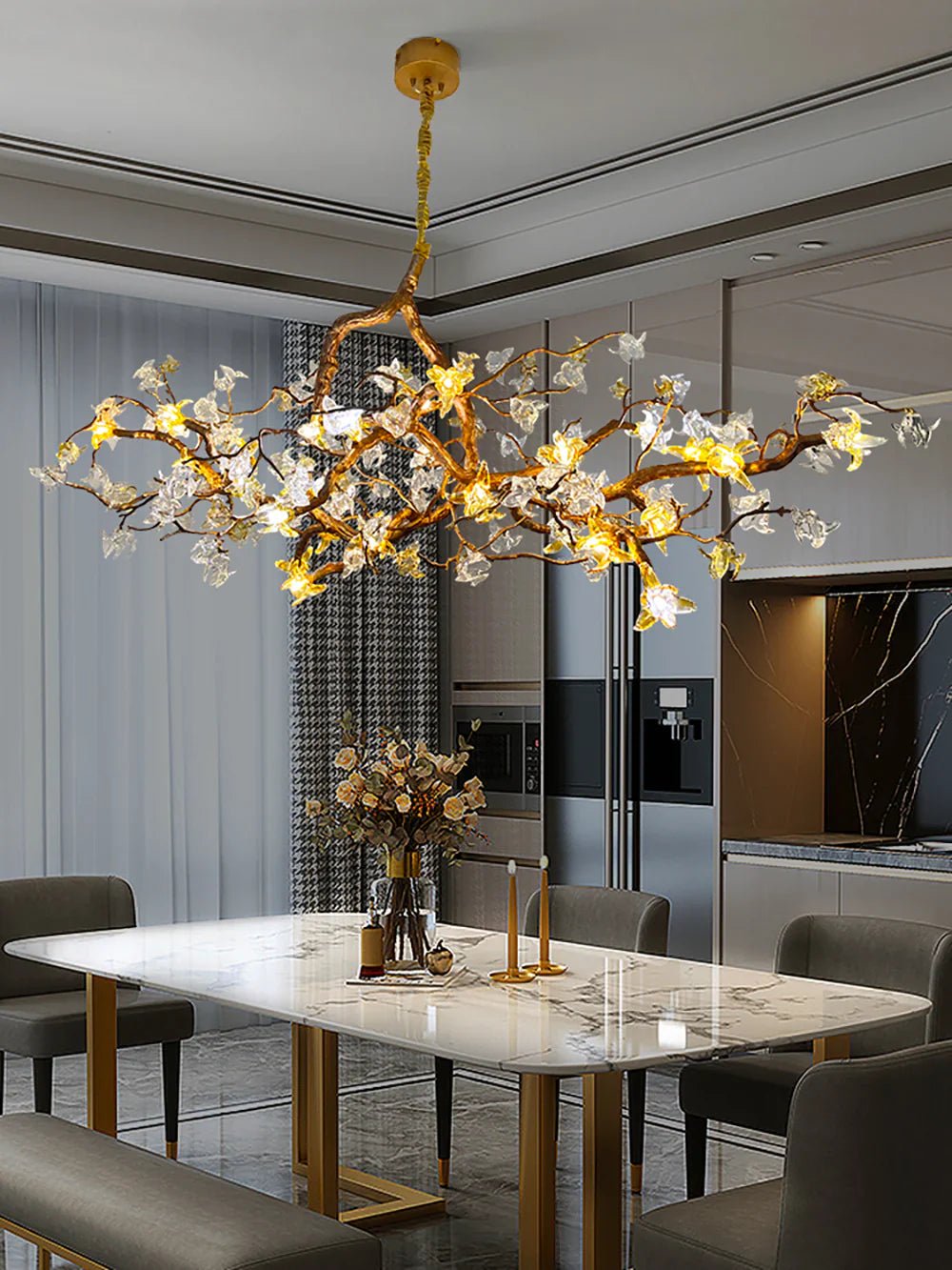 Flora Aosta Branch Glass Flower Chandelier