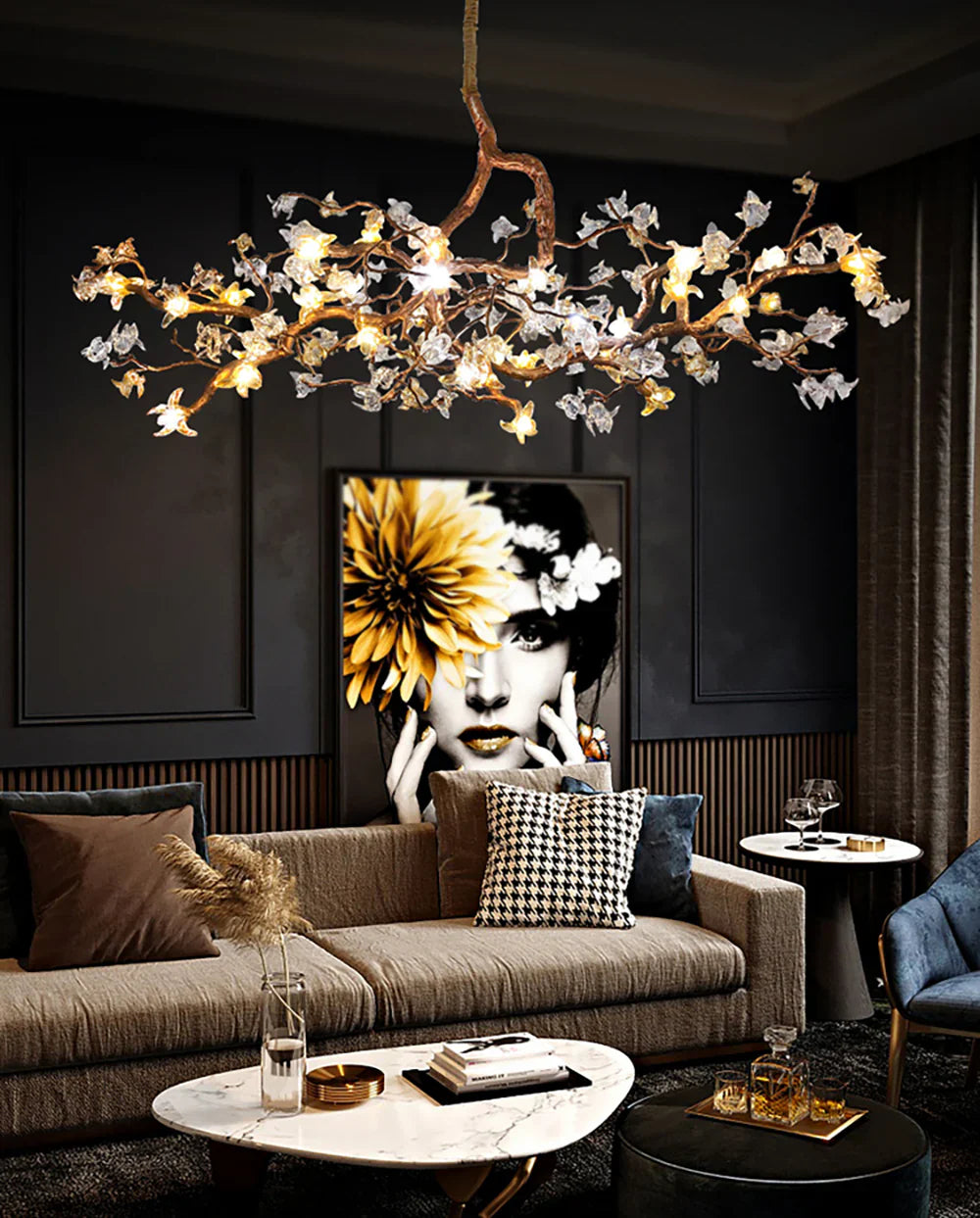 Flora Aosta Branch Glass Flower Chandelier