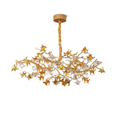 Flora Aosta Brass Glass Flower Chandelier 23.6" 31.5" 39"